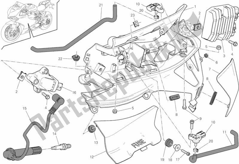 Todas as partes de Impianto Elettrico Sinistro do Ducati Superbike 1199 Panigale R USA 2013